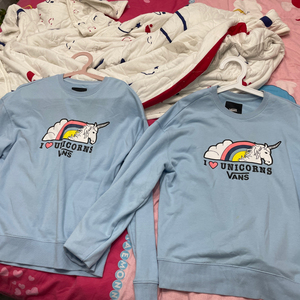 vans 独角兽圣诞节联名款 情侣装 浅蓝色卫衣