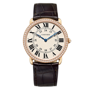 [9.8新]卡地亚18k玫瑰金手动机械镶钻手表男wr000651