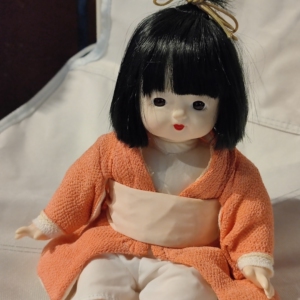 日本市松人形 古董娃娃 胶皮 昭和复古摆件