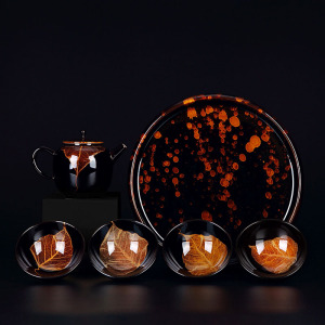 茶具套装家用吉州窑木叶天目盏建盏陶瓷客厅功夫茶道茶杯托盘茶壶