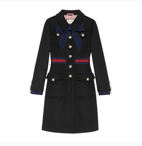 正品保真【99新未使用】gucci古驰女款羊毛大衣风衣外套