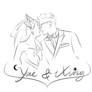 婚礼logo设计结婚请柬定制线条轮廓婚纱照手绘简笔画写实头像