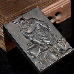 石铁陨石钟馗捉鬼 牌子吊坠挂件