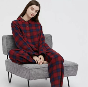 优衣库 女装法兰绒睡衣家居服套装 原价249 440774