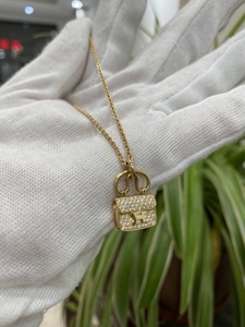 hermes/爱马仕constance康康 玫瑰金满钻项链