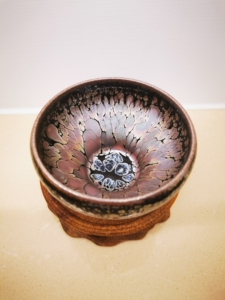 李细妹徒弟游超全手工柴烧精品建盏扶摇,黑底紫金盏,口径8.