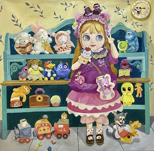 油画创作 140cm*140cm布娃娃 各种玩偶