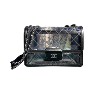 8新]香奈儿chanel女士透明pvc珐琅扣果冻斜挎包cf10023256