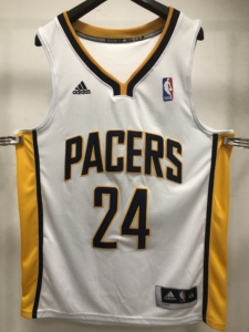 泡椒保罗乔治步行者24号13号白色主场刺绣球衣