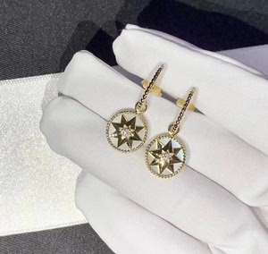 低价捡漏 dior迪奥罗盘白贝母镶钻耳环18k黄金7915 79