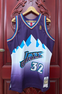 【正品】nba犹他爵士队9697复古sw篮球球衣:卡尔马龙