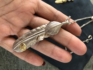 小光头斯基goros羽毛吊坠男高桥吾郎项链女项坠925纯银日