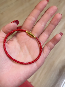 周大福珠宝首饰多色铜合金红色皮绳手绳