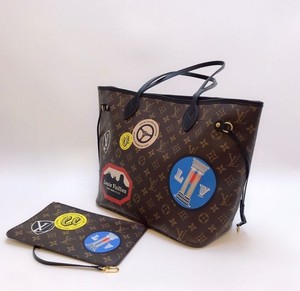lv 路易威登 neverfull 限量徽章中号老花购物袋子