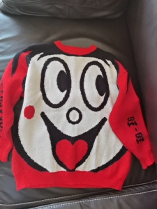 旺旺联名款潮牌毛衣男女旺仔牛奶针织衫冬季上衣,实物如图有两次