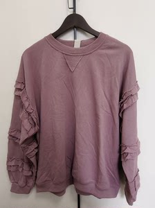 大码森系卫衣，全新带吊牌高级粉紫色卫衣，全棉面料，多层花边拼