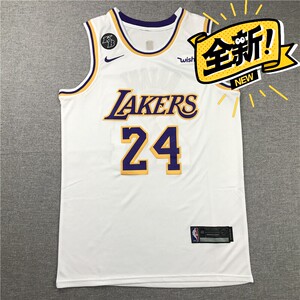 全新 科比24号白色球衣名人堂纪念款 nba湖人队小飞侠 老