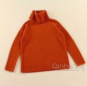 亲和素 T品牌 柔软羊毛+牦牛绒橘黄色高领毛衣全新未穿未洗
