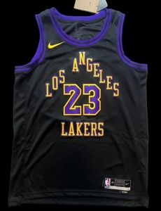 詹姆斯球衣湖人队城市版黑色热压球迷版篮球衣 包邮_阿里巴巴找货神器