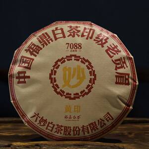 清仓甩卖六妙 黄印7088白茶紧压贡眉 五年陈韵印级福鼎白茶