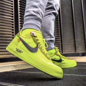 nike耐克男鞋air force 1空军一号ow联名荧光绿