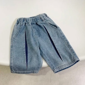 韩都果果品牌童装 儿童薄款透气设计感超软牛仔短裤男童夏季新款
