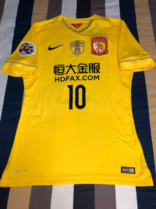 正品广州队球员版2016亚冠球衣 广州恒大亚冠客场球员版球衣