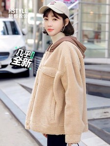 韩都衣舍冬装新款韩版女装宽松连帽外套系带棉衣   闲置物品不