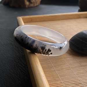 马料发丝水墨海洋玉髓玛瑙手镯