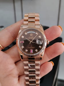 劳力士玫瑰金118235 自动机械 星期日历 36表径 巧克
