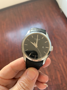 000人付款淘宝天梭手表t063610a,皮链,棕褐