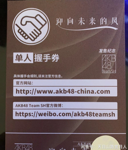 akb48 team sh 握手券 现场面交 33/张 最后