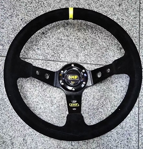 14寸深凹 omp方向盘 加厚支架竞技越野赛车方向盘 磨砂