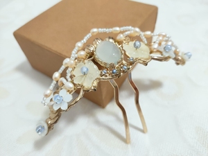 风雪初晴发钿小珍珠配饰头饰汉服发冠束发女古代古风发饰碧野朱桥