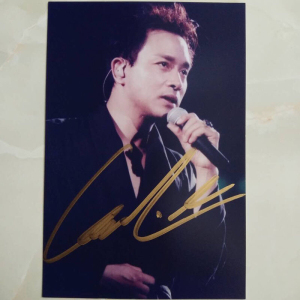 张国荣亲笔签名宣传照片笔签名照周边张国荣早期签名照绝版签名照