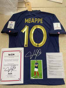 法国主场大腿姆巴佩签名球衣 印签可以洗涤不掉色 永久收藏 可