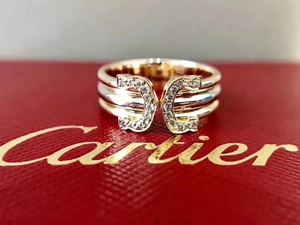 cartier 卡地亚caa67天使之翼750三色k金镶钻戒