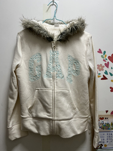全新gap盖璞大标logo羊羔毛女童拉链米色外套150码