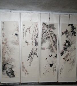 27阿猫开网店淘宝杨万民国画手绘原稿马上封猴子群猴桃子仙缘图水墨