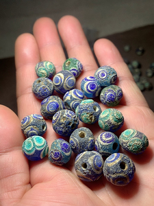 古玉古珠-精美 汉 蜻蜓眼琉璃珠.20颗,挑出来的! 品相完