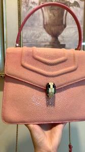 进口印尼野生珍珠鱼皮包魔鬼鱼粉色蛇头