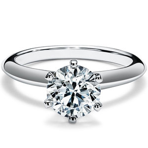[99新]蒂芙尼六爪钻戒铂金求婚戒指女戒克拉钻石戒指1.04CT