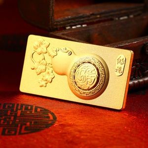 翠绿 投资金条 足金999福兴万代花丝葫芦福禄金条 20g 正品