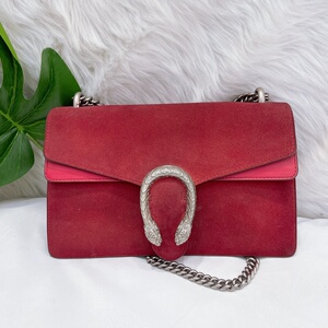 gucci酒神包中号大红色麂皮 95新 尺寸28*17