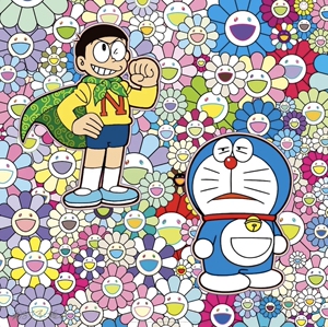 村上隆机器猫版画 《强者》太阳花版画限量300带签名编号