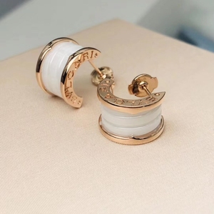 工厂直销bvlgari/宝格丽白陶瓷耳钉18k玫瑰金女款