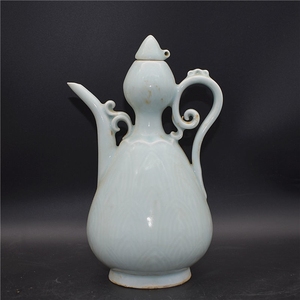 宋代湖田窑影青刻花葫芦执壶,古董老货瓷器老窑旧古玩收藏摆件