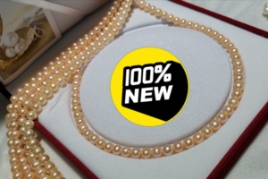 8-9mm爱马仕橙色正圆珍珠项链,表皮光滑珠光亮!