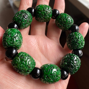 天然翡翠花青大珠子特色男女手链手串锁骨链尺寸20.4×20.