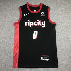 全刺绣nba开拓者利拉德刺绣球衣篮球服